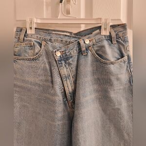 ZARA High Waist Crossover Waist Wide Leg jeans